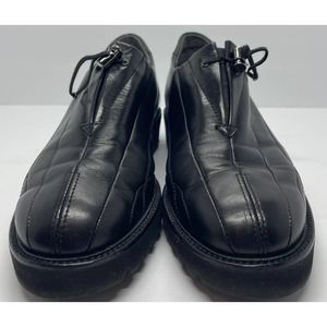 Paul Green Munchen Black Leather Slip-on Bungee Lace Loafers.